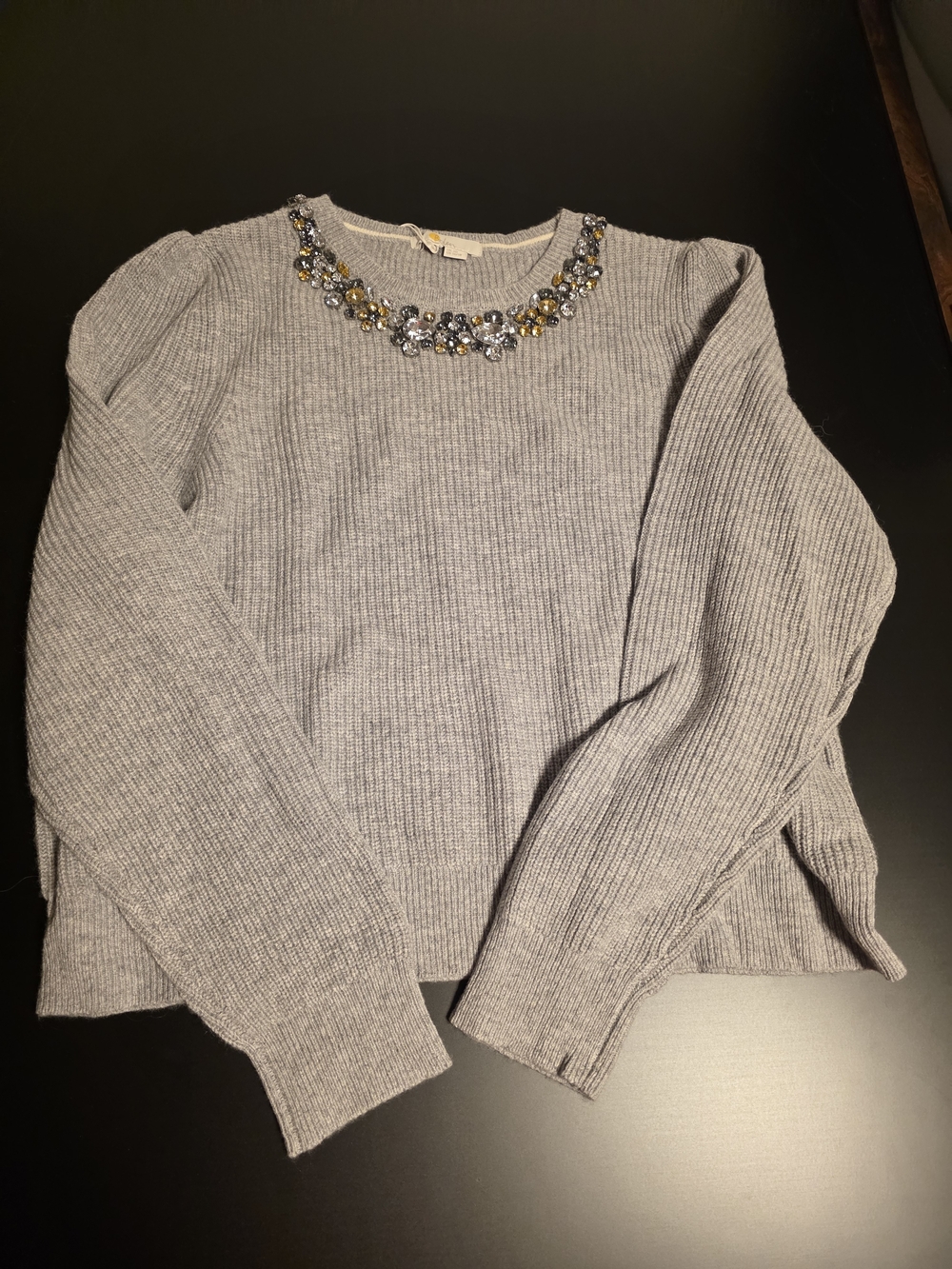 Boden Embellished Crewneck Sweater - Light Gray